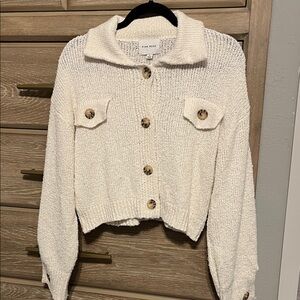 Pink Rose Off-White Knit Cardigan Size S